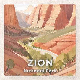 Zion National Park | Reise Aquarelltal Glasuntersetzer