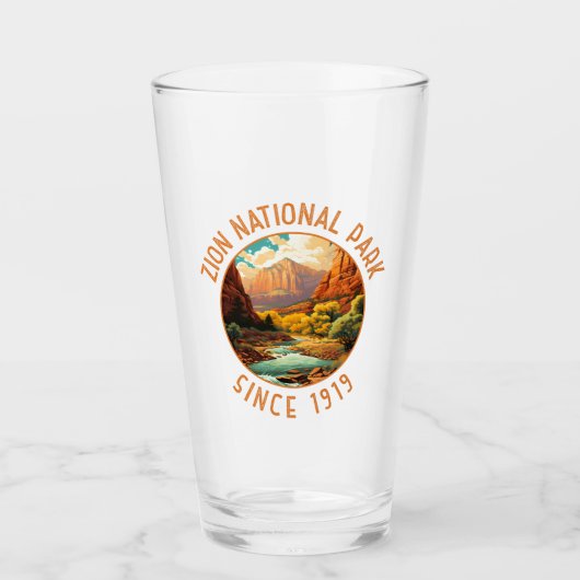 Zion National Park Retro Distressed Circle Glas (Vorderseite)