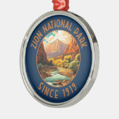 Zion National Park Retro Distressed Circle Ornament Aus Metall (Links)