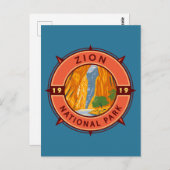 Zion National Park Retro Kompass Emblem Postkarte (Vorne/Hinten)