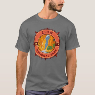 Zion National Park Retro Kompass Emblem T-Shirt