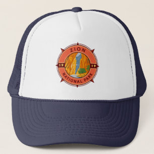 Zion National Park Retro Kompass Emblem Truckerkappe