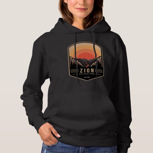 Zion National Park Retro Vintage Hoodie (Vorderseite)