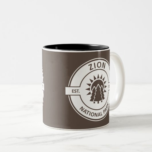 Zion National Park Sun Trees Zweifarbige Tasse (VorderseiteRechts)