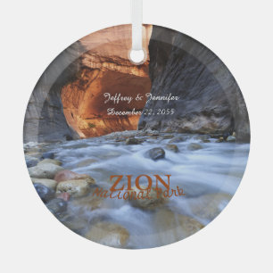 Zion National Park, The Narrows, Name, Circle Ornament Aus Glas