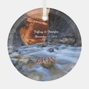 Zion National Park, The Narrows, Name, Circle Ornament Aus Glas