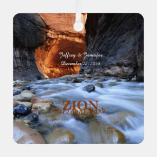 Zion National Park, The Narrows, Name, Square Ornament Aus Metall
