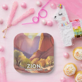 Zion National Park | Travel Watercolor Pappteller (Party)