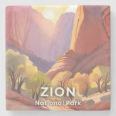 Zion National Park | Travel Watercolor Steinuntersetzer (Vorderseite)