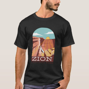 Zion National Park USA Skyline Silhouette Kontur T-Shirt
