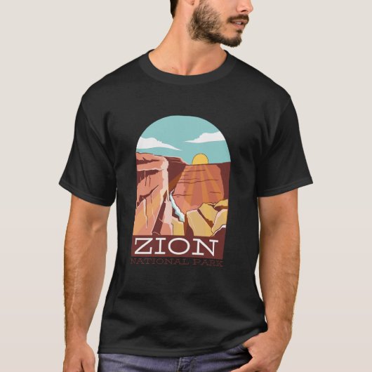 Zion National Park USA Skyline Silhouette Outline T-Shirt (Vorderseite)