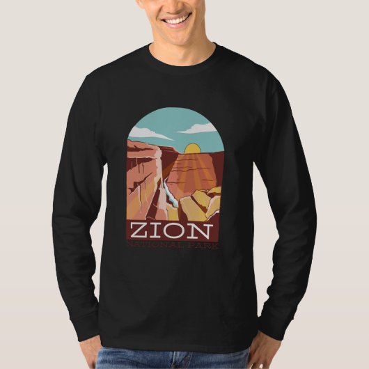 Zion National Park USA Skyline Silhouette Outline T-Shirt (Vorderseite)