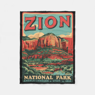 Zion National Park Utah Angels Landing Vintag Hik Fleecedecke