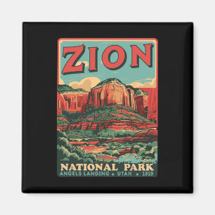 Zion National Park Utah Angels Landing Vintag Hik Magnet