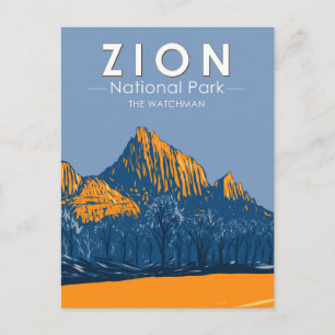 Zion National Park Utah Der Watchman Vintage Postkarte
