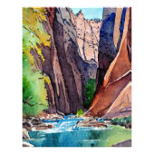 Zion National Park Utah Die Pfeile nach Wasserfarb Fotodruck (Vorne)