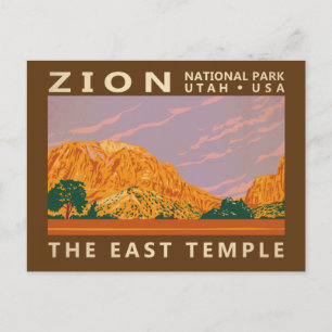 Zion National Park Utah East Temple Vintage auf De Postkarte