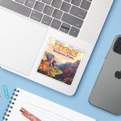 Zion National Park Utah Moab Canyon Retro Aufkleber (Laptop mit iPhone)