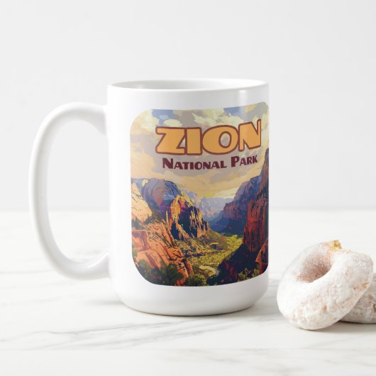 Zion National Park Utah Moab Canyon Retro Kaffeetasse (Mit Donut)
