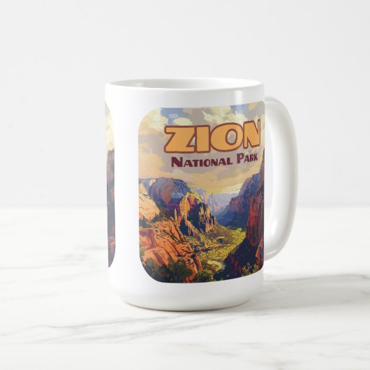 Zion National Park Utah Moab Canyon Retro Kaffeetasse (VorderseiteRechts)