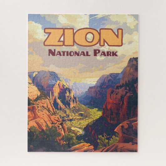 Zion National Park Utah Moab Canyon Retro Puzzle (Vertikal)
