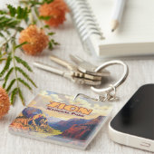 Zion National Park Utah Moab Canyon Retro Schlüsselanhänger (Vorderseite rechts)