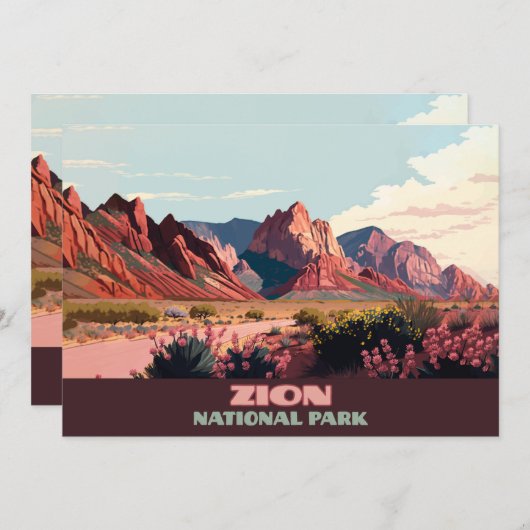 Zion National Park Utah Mountains Einladung (Vorne/Hinten)