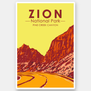 Zion National Park Utah Pine Creek Canyon Vintag Aufkleber