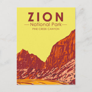 Zion National Park Utah Pine Creek Canyon Vintage Postkarte
