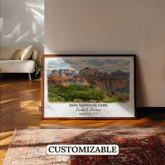 Zion National Park Utah Poster, Aquarell, Maßgesch Poster
