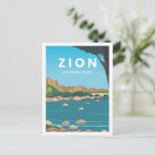 Zion National Park Utah Reisemarkt Illustration Postkarte (Stehend Vorderseite)