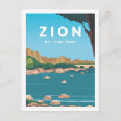 Zion National Park Utah Reisemarkt Illustration Postkarte (Vorderseite)