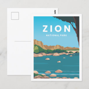 Zion National Park Utah Reiseort Illustration Postkarte