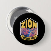 Zion National Park Utah Retro Button (Vorne & Hinten)