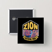 Zion National Park Utah Retro Button (Vorne & Hinten)