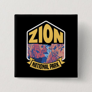 Zion National Park Utah Retro Button