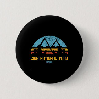 Zion National Park Utah Retro Vintage Hiking Gift Button