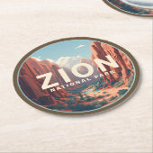 Zion National Park Utah Runder Pappuntersetzer (Angewinkelt)