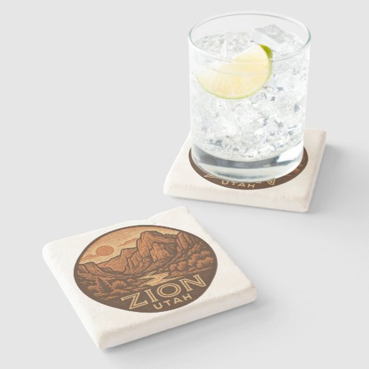 Zion National Park Utah Stone Untersetzer (Seitenansicht)