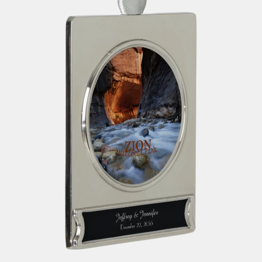Zion National Park Utah, The Narrows, Banner-Ornament Silber (Rechts)
