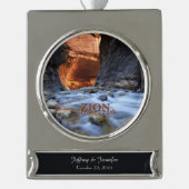Zion National Park Utah, The Narrows, Banner-Ornament Silber (Vorderseite)