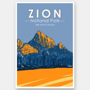 Zion National Park Utah The Watchman Vintag Aufkleber