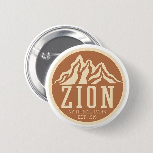 Zion National Park Utah USA Outdoor Retro Button (Vorne & Hinten)