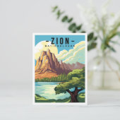 Zion National Park Utah USA Travel Illustration Postkarte (Stehend Vorderseite)