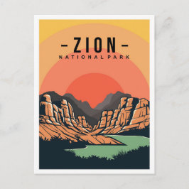 Zion National Park Utah USA Travel Illustration Postkarte