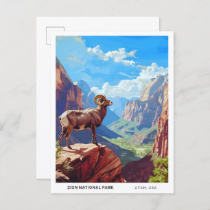 Zion National Park Utah USA Vintage Travel Postkarte