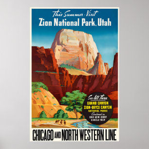 Zion National Park Utah Vereinigte Staaten Vintage Poster