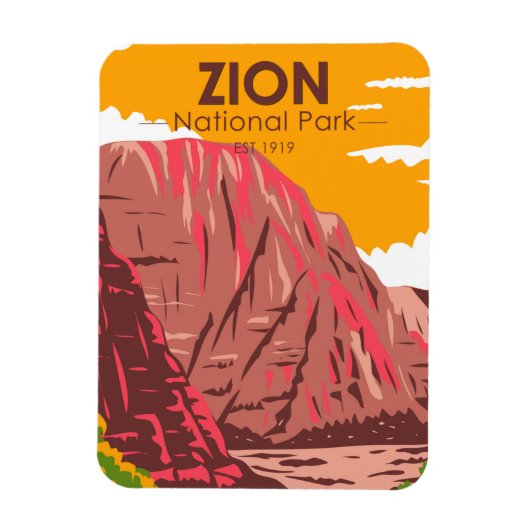 Zion National Park Utah Vintag Magnet (Vertikal)