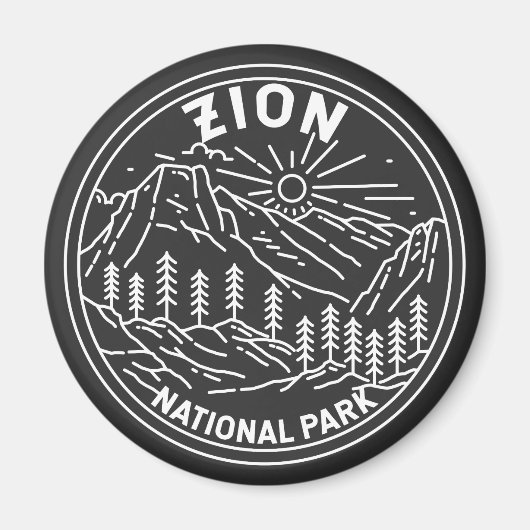 Zion National Park Utah Vintag Monoline Magnet (Vorne)