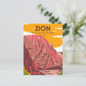 Zion National Park Utah Vintag Postkarte (Stehend Vorderseite)
